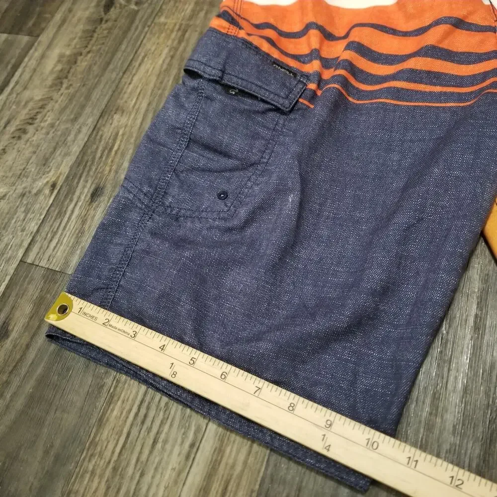 O'Neill Swim Shorts Mens 34 Fishing Board Shorts Logo Blue/Orange‎